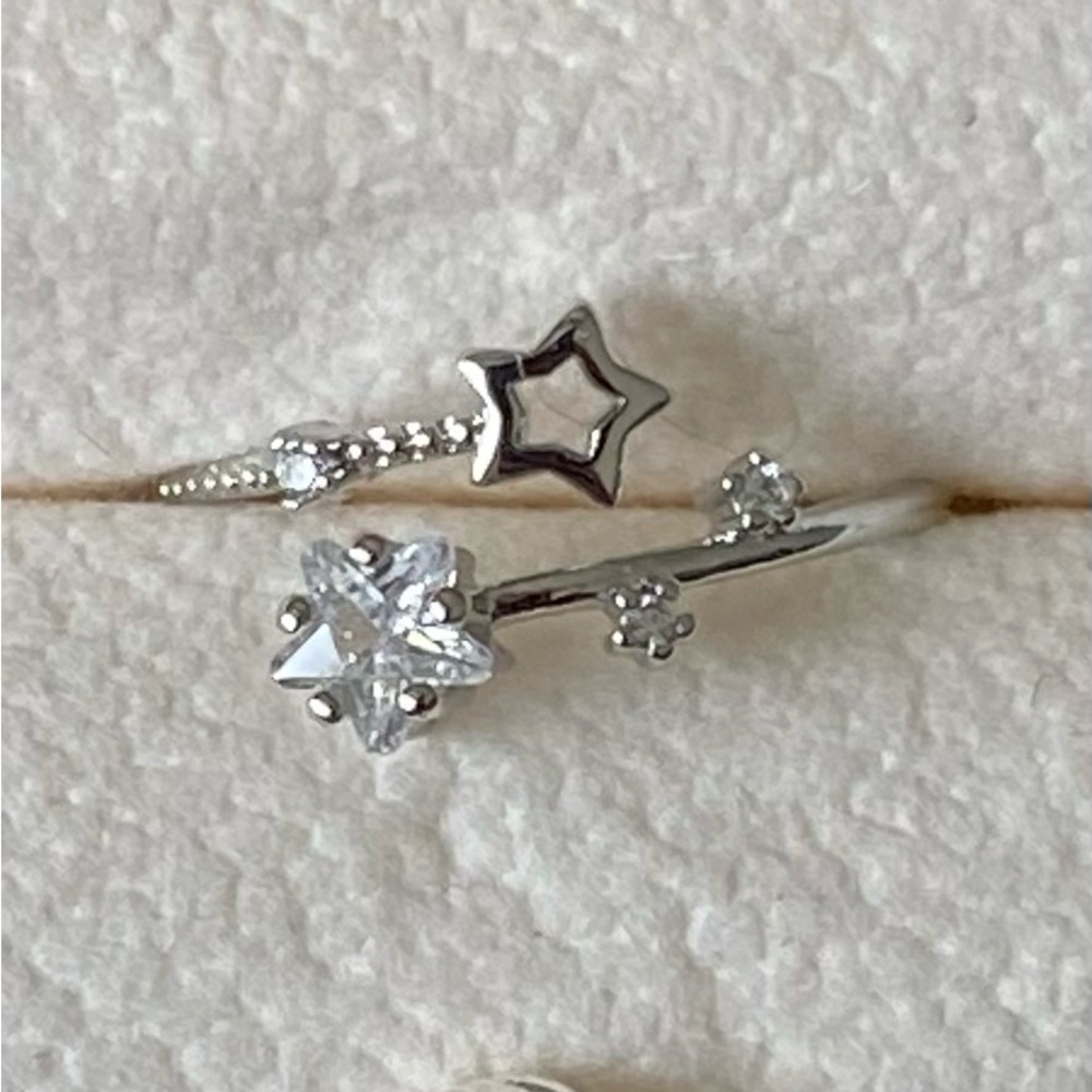 925 sterling cz star celestial ring adjustable